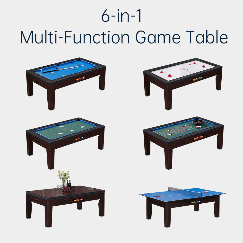 6-in-1 Multi-Game Table,Billiards,Air Hockey,Table Tennis,Dining Table/ Conference Table,Poker Roulette Table,Factory Direct Sales