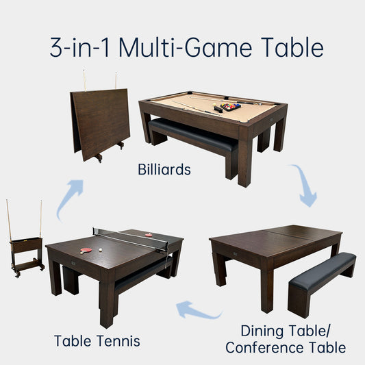 3-in-1 Multi-Game Table,Billiard,Table Tennis,Dining Table/ Conference Table,Factory Direct Sales