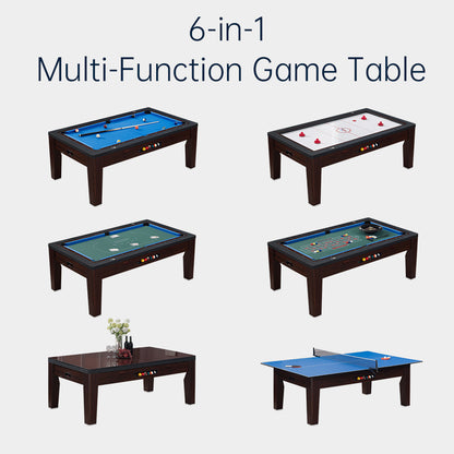 6-in-1 Multi-Game Table,Billiards,Air Hockey,Table Tennis,Dining Table/ Conference Table,Poker Roulette Table，Factory Direct Sales