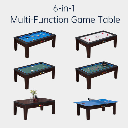 6-in-1 Multi-Game Table,Billiards,Air Hockey,Table Tennis,Dining Table/ Conference Table,Poker Roulette Table，Factory Direct Sales